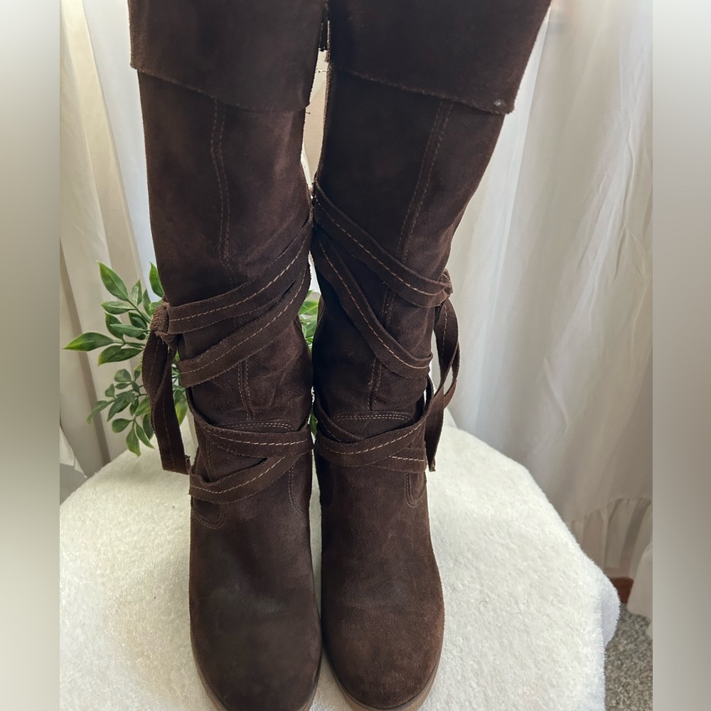 Aldo Fur Lines Brown Suede Boots